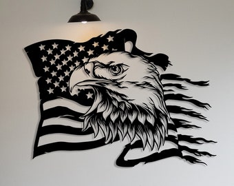 American Eagle Metal Wall Art, American Flag Wall Decor, US Large Metal Eagle Wall Sign, Fourth of July Independence Day Flag,Patriotic Gift