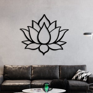 Lotus Flower Wall Decor, Metal Lotus Flower Wall Art Gold or Black, Large Outdoor Wall Decor, Metal Wall Art Mandala Decor, Yoga Decor