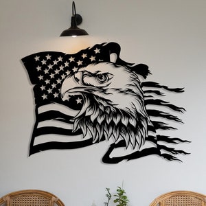 American Eagle Metal Wall Art, American Flag Wall Decor, US Large Metal Eagle Wall Sign, Fourth of July Independence Day Flag,Patriotic Gift