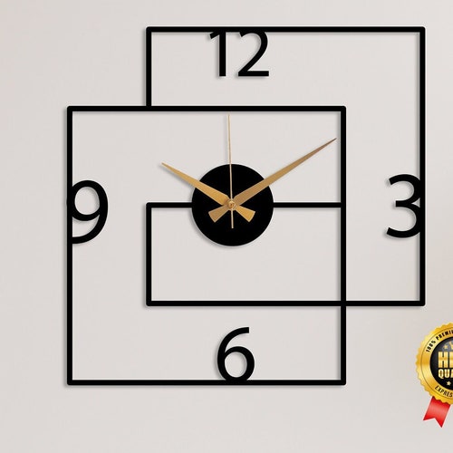Black Minimalist Large Wall Clockdesign Modern Unique Etsy