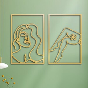 Female Body Gold Metal Wall Art Set of 2 Nude Woman Line Art - Etsy