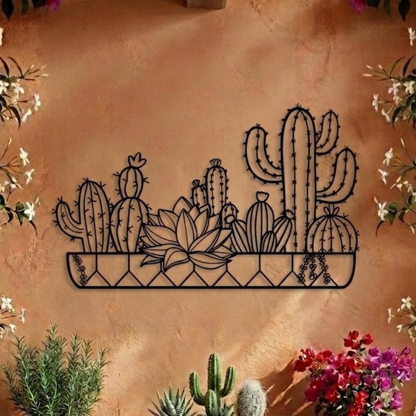 Cactus Metal Wall Decor, Metal Cactus Decor, Large Metal Wall Art, Cactus Sign, Living Room Decoration, Wall Hangings, Housewarming Gift