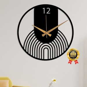 Black Large  Minimalist Wall Clock, Modern Oversize Wall Clock, Unique Design Home Decor, Wanduhr, Horloge Murale, Abstrac Silent Clock Gift