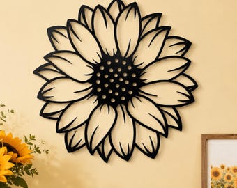 Sonnenblume Metallwanddekor, Metallblumen-Wandkunst, Sonnenblume Metallschild, Sonnenblume Wohnkultur, Wohnzimmerdekor, Wandkunst, Housewarminggeschenk