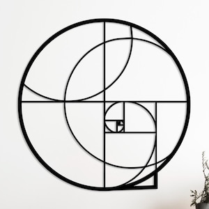 Golden Ratio Metal Wall Art, Fibonacci Spiral Metal Wall Decor, Geometric Circle Wall Decor, Large Modern Line Art,Minimal Wall Art,Math Art