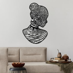 Africa Woman Wall Decor, African American Bedroom Metal Wall Art, African Queen Woman Figure Art, African Style Art Home Decor, Unique Gift