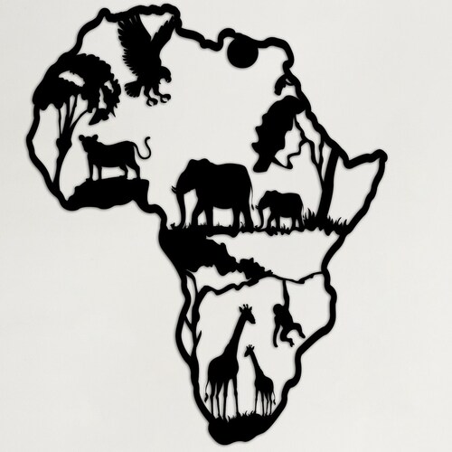 Africa Metal Wall Art Decor Animals Black Wall Art Metal Etsy