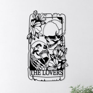 Gothic Couple Skeleton Metal Wall Decor, Skeleton Lover Wall Art, Skull Lovers Wall Hanging, Forever Lover Art, Above Bed Decor,Wedding Gift