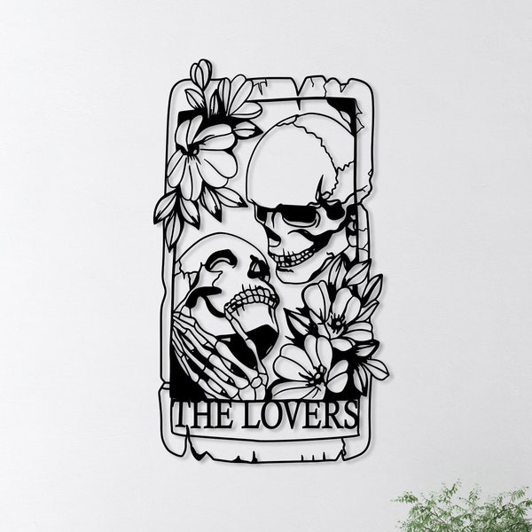 Gothic Couple Skeleton Metal Wall Decor, Skeleton Lover Wall Art, Skull Lovers Wall Hanging, Forever Lover Art, Above Bed Decor,Wedding Gift