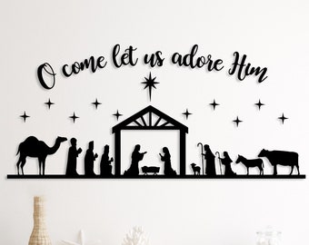 O Come Let Us Adore Him Metal Wall Decor, Metal Christmas Sign, Living Room Metal Wall Art, Religious Christian Wall Decor, Jesus Wall Decor