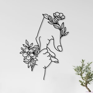 Muttertag Metallwandkunst, Mutter und Baby Metallwandkunst mit Blumen, Geschenk für Mutter, glücklicher Muttertag, Metallkunst mit Blumen, neue Muttergeschenk