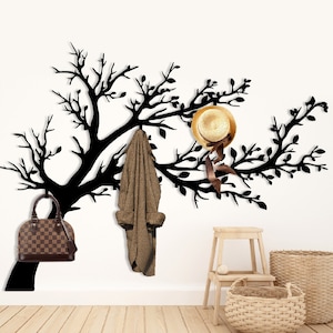 Metal Coat Rack Wall Hanger, Hook Coat Rack Wall Hanging, Large Wall Mounted Modern Coat Rack, Entryway Organizer,Tree Wall Decor,Hat Hanger