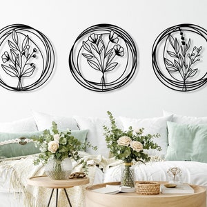 Set of 3 Poppy Flowers Metal Wall Art, Livingroom Flower Wall Decor, Above Bed Decor, Unique Home Decor, Large Flower Wall Art, Home Gift