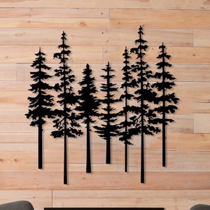 Arte murale in metallo con albero di pino, cartello in metallo con albero, decorazioni per la casa con alberi di pino, arte murale in metallo con acciaio, decorazioni per la natura e la foresta, decorazioni per la fattoria, regalo per gli amanti dell'aria aperta