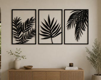Set of 3 Tropical Leaves Metal Wall Decor, Exclusive Palm Leaf Modern Wall Art,Unique Home Art,Botanical Nature Wall Decor,Housewarming Gift