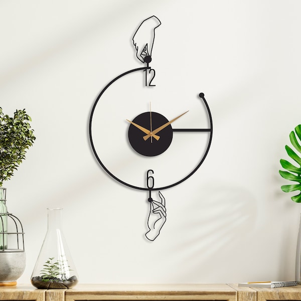 Minimalist Metal Large Wall Clock, Modern Oversize Wall Clock, Unique Silent Home Clock ,Design  Clock Horloge Murale  Black Clock Wall Art