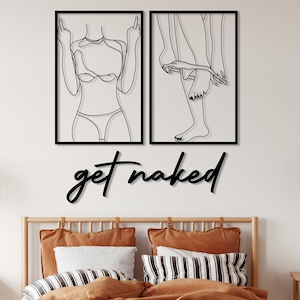 Naked Female Body Metal Wall Art Set of 2, Naked Woman Body Wall Decor, Nude Women Body Wall Art, Gold Metal Line Art, Above Bed Wall Decor Black