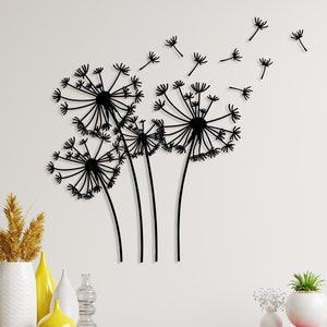 Dandelion Flower Metal Wall Art, Flower Garden Decor, Pusteblume Decor,Flower Lovers Gift,Dandelion Flowers Flying Seeds Wall Decor,Mom Gift