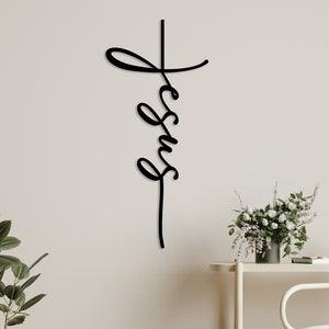 Jesus Wall Sign, Cross Metal Wall Decor, Religious Wall Hanging, Christian Art Gift, Jesus Line Art, Christian Home Decor,Metal Bible Verse