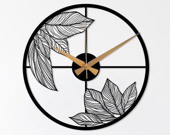 Flower Metal Wall Clock, Minimalist Floral Clock, Silent Home Clock Gift, Modern Design Clock,Boho Wall Clock,Poppy Flower Clock,Large Clock