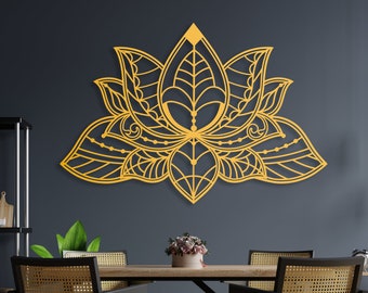 Mandala Metall Wandkunst, Lotus Blume Metall Wanddekoration, Gold Schlafzimmer Wand dekor, Lotus Yoga Wandkunst, Überbett Dekor, Wohnzimmer Wandkunst