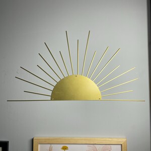 Sun Metal Wall Art, Sun Boho Wall Art, Minimalist Sun Lovers Gift, Gold Sunrise Home Decor, Sun Home Decor Gift Idea, Modern Metal Sun Art image 5