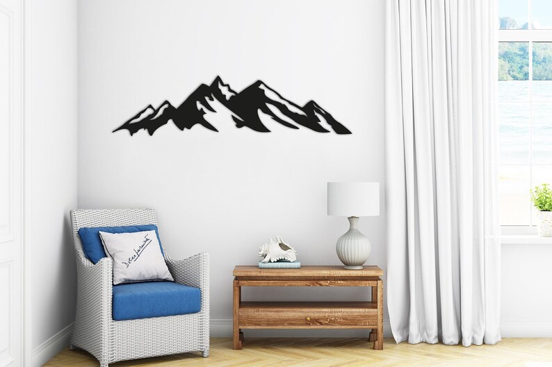 Mountain Wall Art, Large Mountain Wall Art, Mountain Metal Wall Art, Nature Mountain Metal Decor, Hill Metal Decor, Fireplace Metal Wall Art image 3