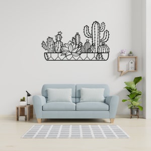 Cactus Metal Wall Decor, Metal Cactus Decor, Large Metal Wall Art, Cactus Sign, Living Room Decoration, Wall Hangings, Housewarming Gift image 4