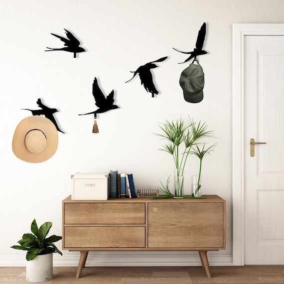 Flying Bird Wall Hooks Art, Metal Bird Coat Racks, Bird Lover Gift