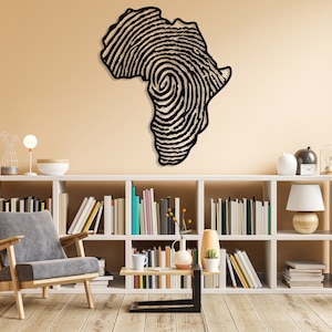 Africa Metal Wall Art, Fingerprint Metal Wall Map, African Wall Decor, Housewarming Gift, Living Room Decor, Above Bed Decor, Wall Hanging image 4