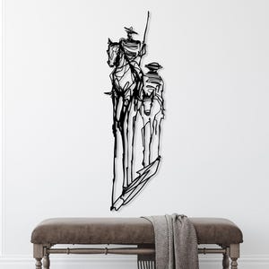 Don Quixote Metal Wall Art, Pablo Picasso Artwork, Quixote One Line Art, Living Room Metal Wall Decor, Large Wall Art, Adventure Lover Gift image 1