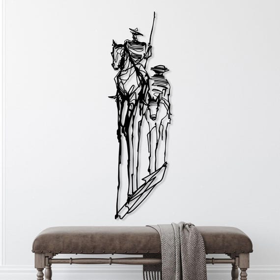 Don Quixote Metal Wall Art, Pablo Picasso Artwork, Quixote One Line Art, Living Room Metal Wall Decor, Large Wall Art, Adventure Lover Gift