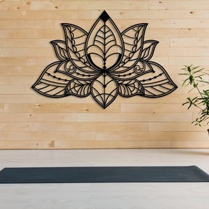 Mandala Metal Wall Art, Lotus Flower Metal Wall Decor, Gold Bedroom Wall Decor, Lotus Yoga Wall Art, Above Bed Decor, Living Room Wall Art image 7