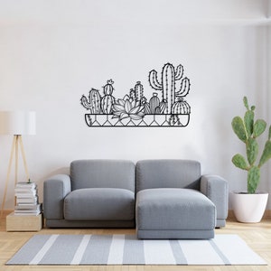 Cactus Metal Wall Decor, Metal Cactus Decor, Large Metal Wall Art, Cactus Sign, Living Room Decoration, Wall Hangings, Housewarming Gift image 2