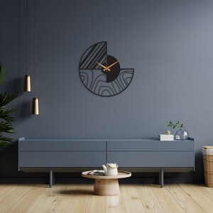 Minimalist Modern Large Wall Clock, Black Unique Design Oversize Clock, Wanduhr Modern Home Metal Wall Art Horloge Murale, Metal Wall Clock image 8