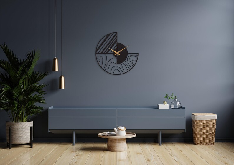 Minimalist Modern Large Wall Clock, Black Unique Design Oversize Clock, Wanduhr Modern Home Metal Wall Art Horloge Murale, Metal Wall Clock image 8