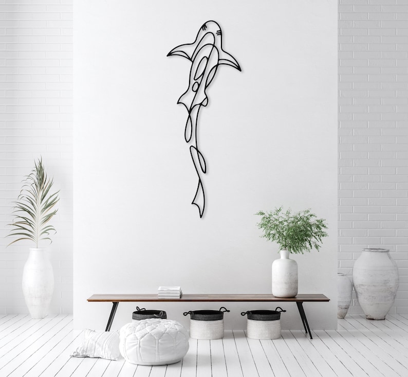 Shark Metal Wall Art Shark Themed Modern Design Wall Decor Etsy