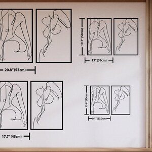 Naked Woman Body Wall Art Set of 2, Metal Bathroom Wall Decor, Minimalist Female Body Bedroom Decor, Feminine One Line Art, Above Bed Decor image 11