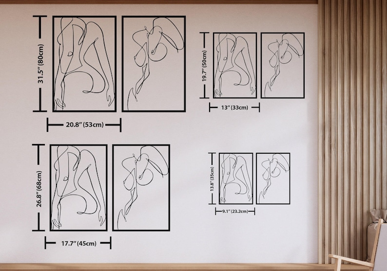 Naked Woman Body Wall Art Set of 2, Metal Bathroom Wall Decor, Minimalist Female Body Bedroom Decor, Feminine One Line Art, Above Bed Decor image 11