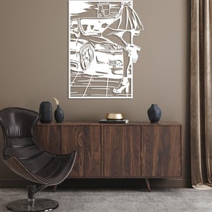 Car Art Metal Wall Decor, Female Body Metal Wall Art, Racing Automotive Lover Gift for Men, Car Guy Gift,Woman Body Feminine Wall Art White