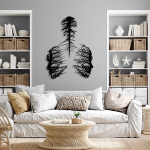 Abstract Tree Metal Wall Art, Abstract Faces Wall Decor, Modern Wall Art, Unique Design Wall Sculpture, Art Lover Gift, Housewarming Gift image 13