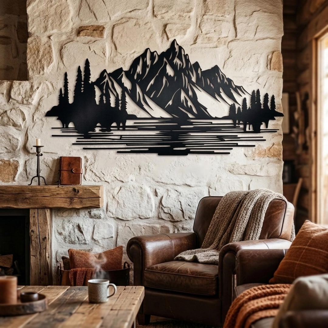 Mountain Forest Metal Wall Decor, Nature and Trees Wall Art, Metal ...