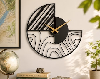Minimalist Modern Large Wall Clock, Black Unique Design Oversize Clock, Wanduhr  Modern Home Metal Wall Art Horloge Murale, Metal Wall Clock