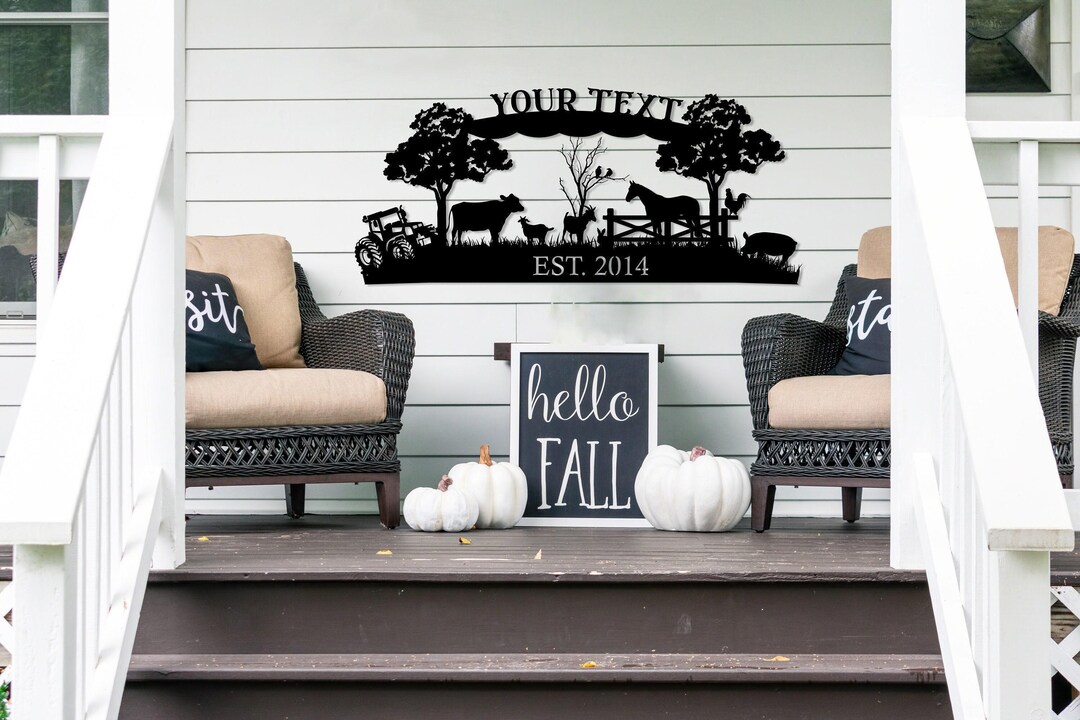 Custom Metal Farm Sign, Large Metal Ranch Sign With Horse, Metal Barn ...