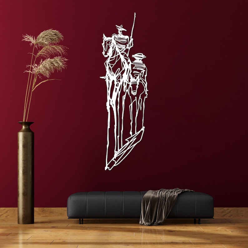 Don Quixote Metal Wall Art, Pablo Picasso Artwork, Quixote One Line Art, Living Room Metal Wall Decor, Large Wall Art, Adventure Lover Gift White