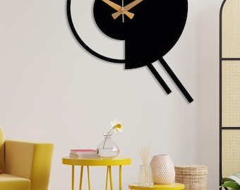 Modern Metal Wall Clock Decor, Black Minimalist Large Design Clock, Oversize Unique Clock, Wanduhr, Horloge Murale, Housewarming Gift Clock