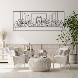 Jesus Last Supper Metal Wall Art by Leonardo Da Vinci Artwork, Religious Decor, Christian Metal Gift, Jesus Line Art, Christian Home Decor image 10