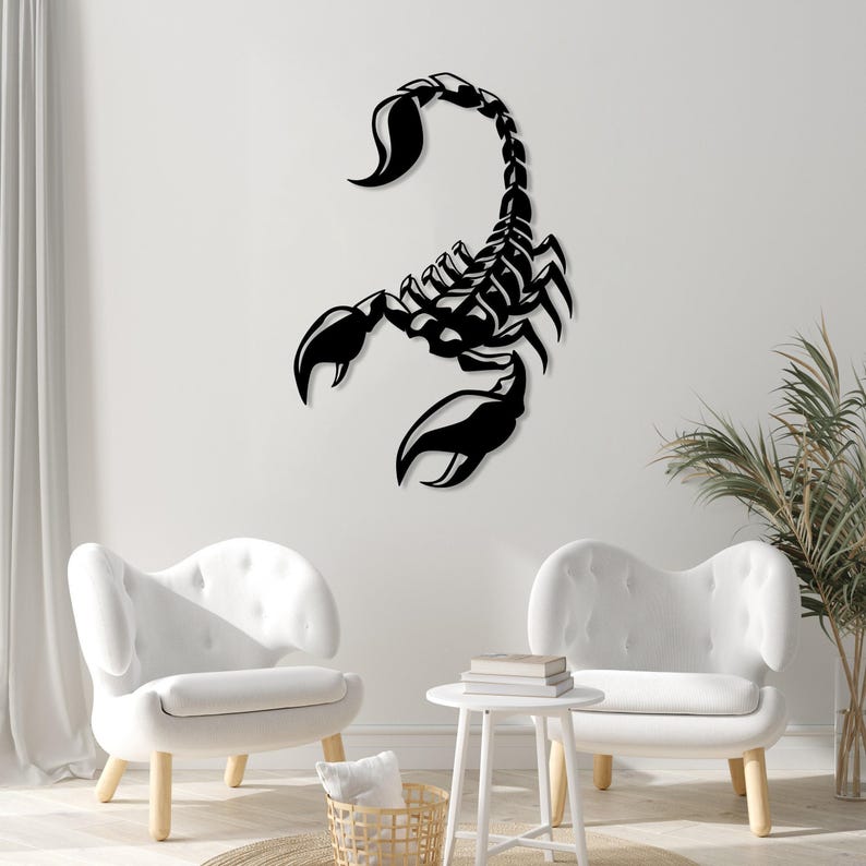 Metall Skorpion Wandkunst, Wildlife Wanddekor, großes Skorpion Dekor, Tier Wandkunst, Naturliebhaber Geschenk, Gothic Dekor, Entomologie Dekor Geschenk Black