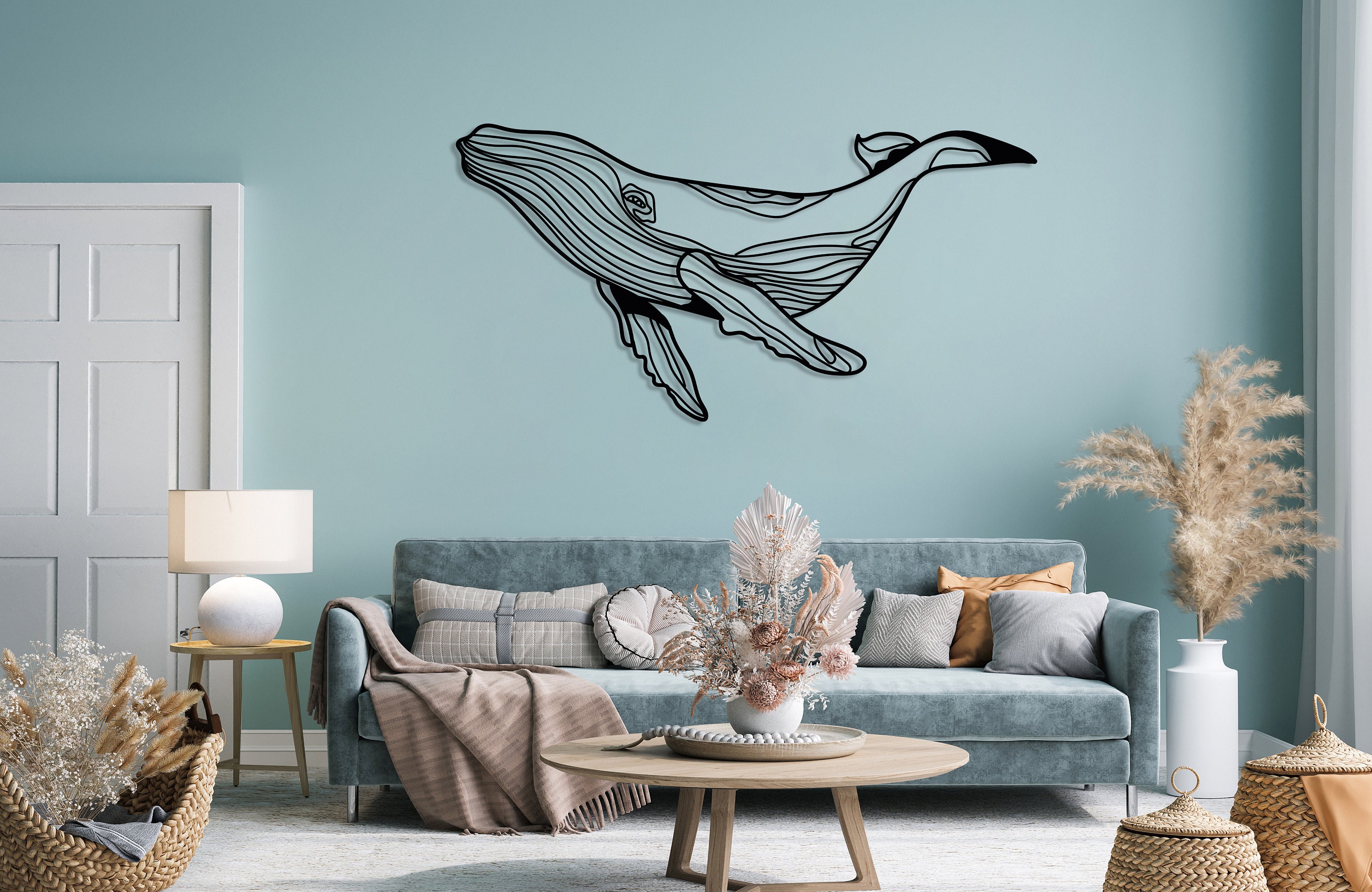 Whale Metal Wall Art Large Blue Whale Wall Decor Ocean Etsy Australia