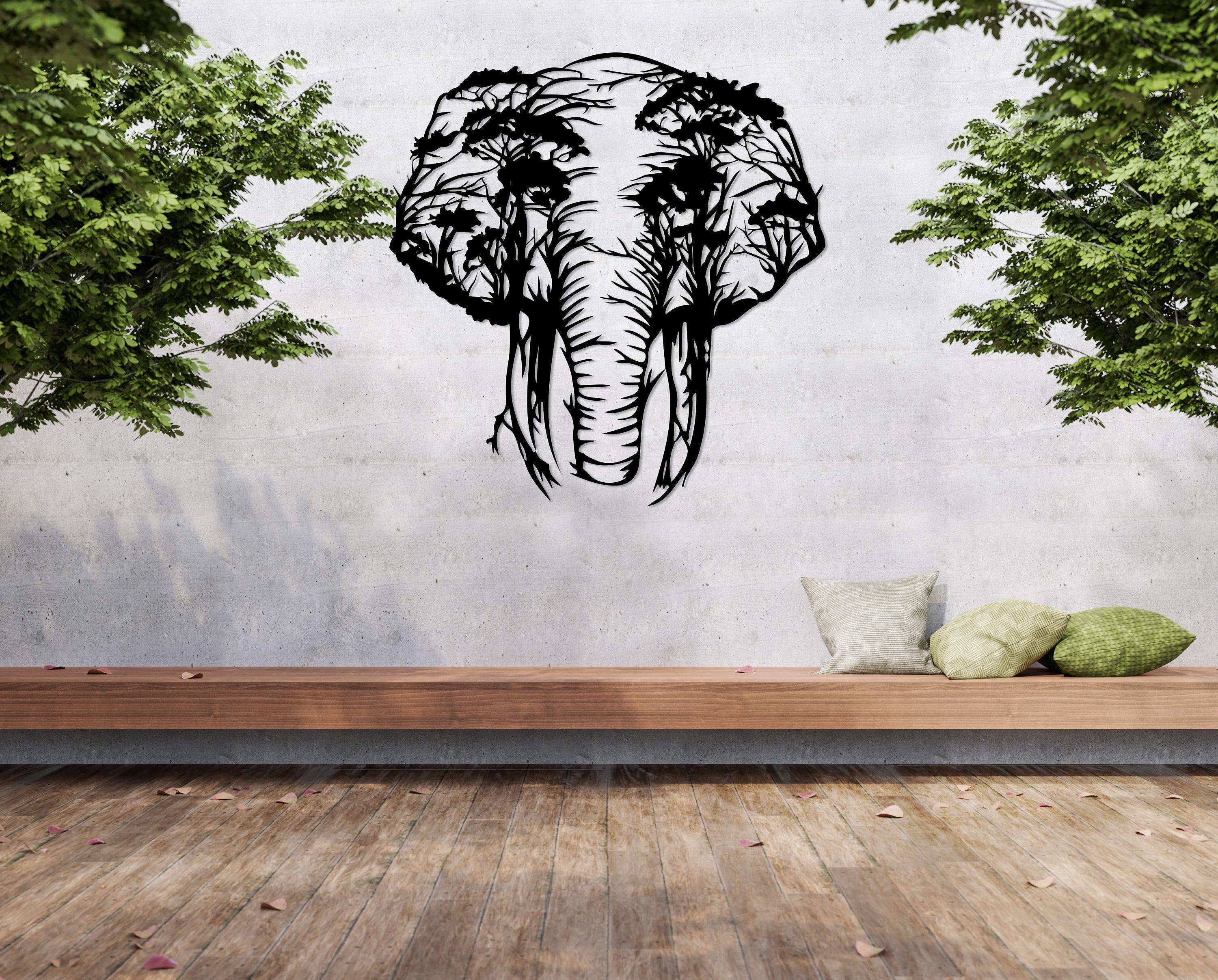 Targa Metallica Decorativa Elefante Safari - Cartello In Metallo Per Parete - 3